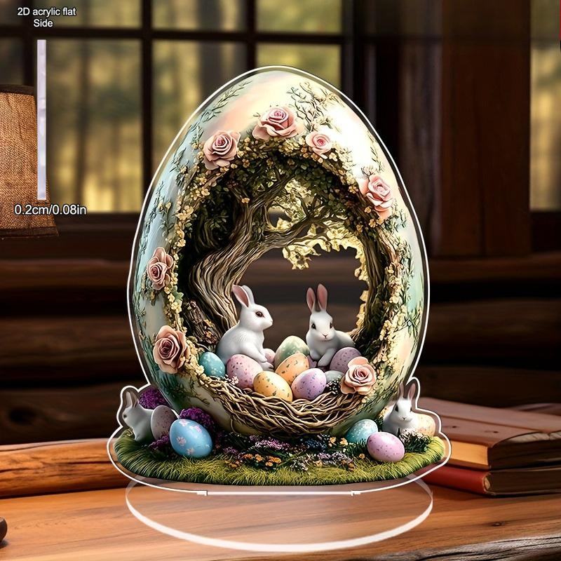Bohemian Style "Beautiful Egg House Cute Rabbit", Easter, New Year, Valentine's Day, Father's Day, Mother's Day - Ideal for Home Decor, Cafe, Office,