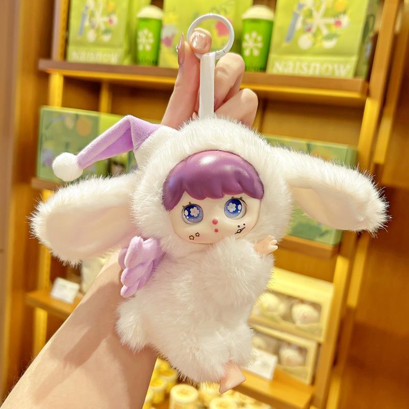 

Soft Fluffy Angel Bunny Vinyl Doll Plush Keychain Toys Pendant Home Ornament Backpack Hangings Stuffed Animals Birthday Gift білий