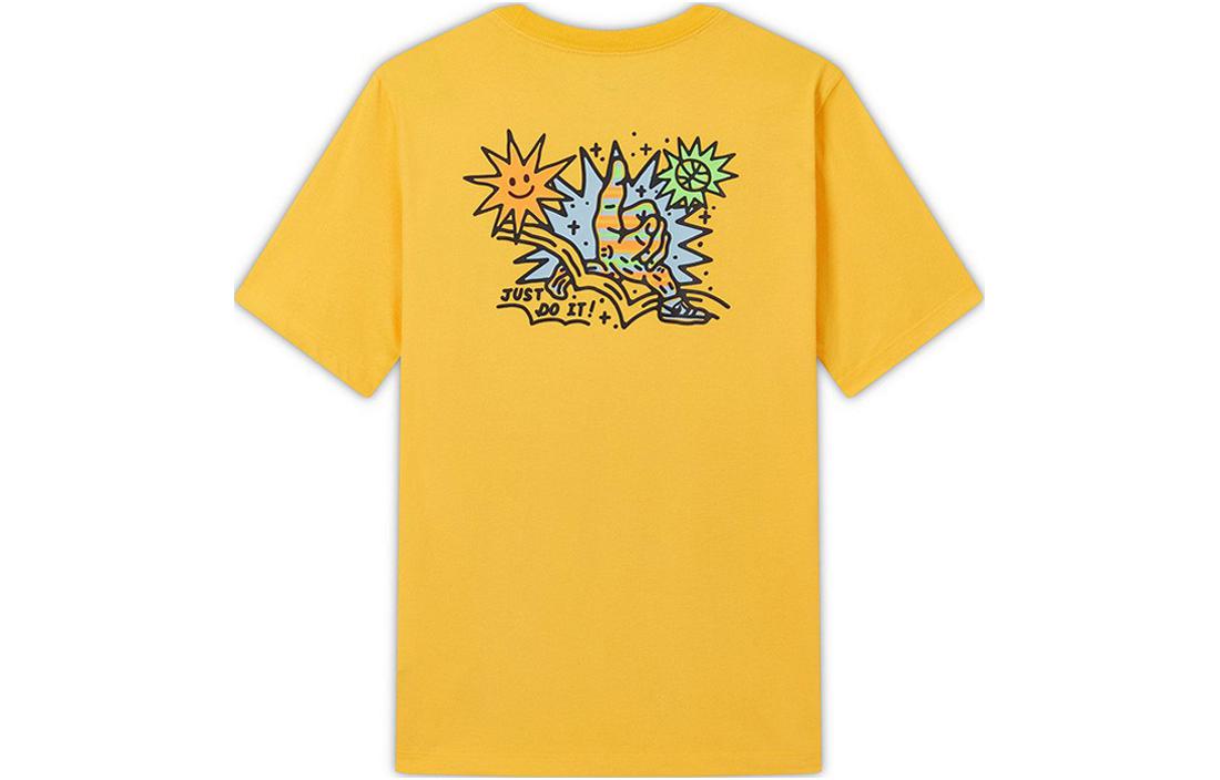 Nike T Shirts Men s Yellow Crew Neck Moderate Straight Fit DV3189-728 M