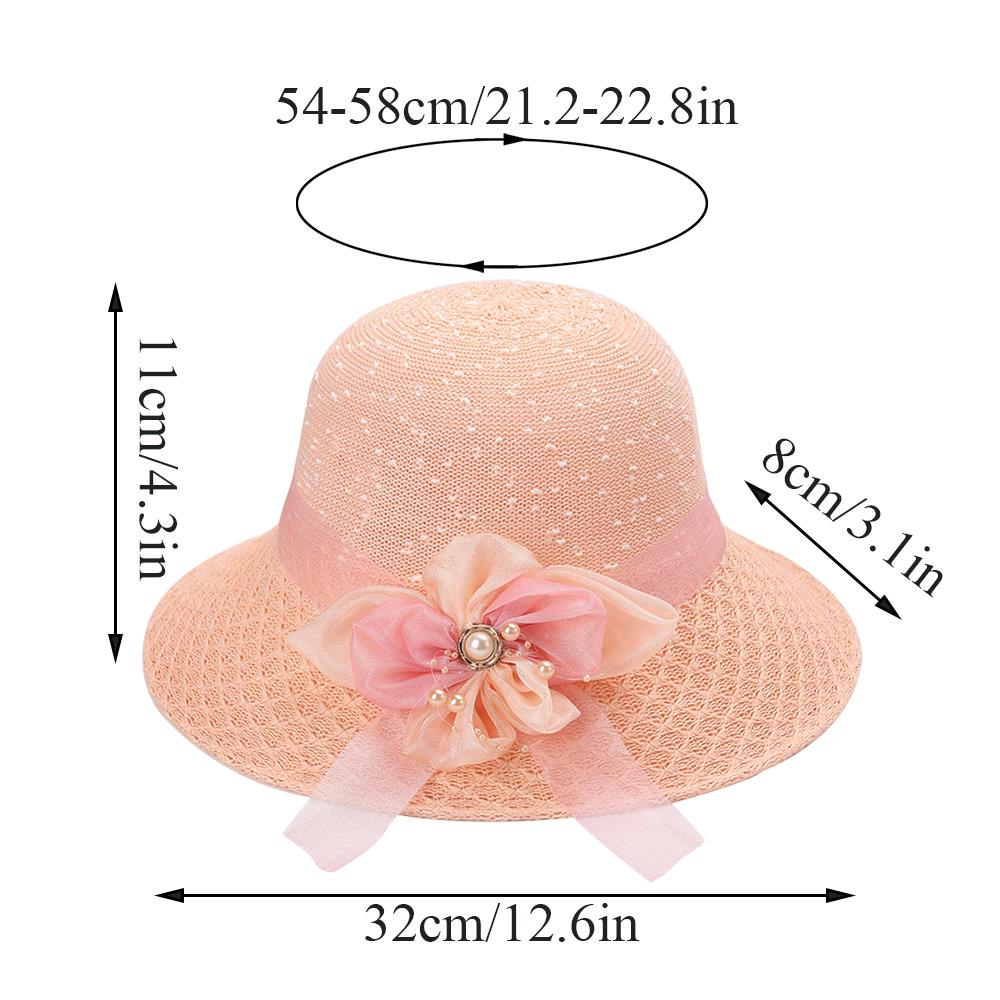 Bow Flowers Straw Sun Hat Woman Bucket Summer Sunscreen Wide Brim Sun Cap Outdoor Beach Accessories