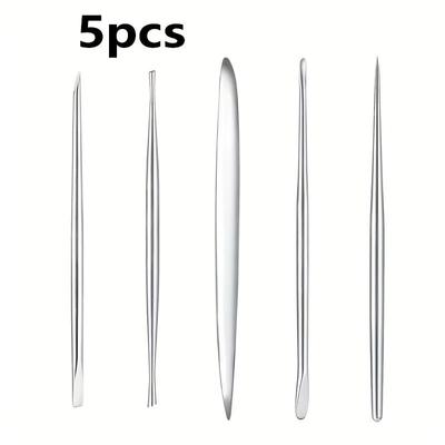 5 Pcs Stainless Steel Ceramics and Clay Sculpting Tool Set Ribbon Carving Tools for Pottery, Uncharged Crafting Accessories for Texturing and Modeling