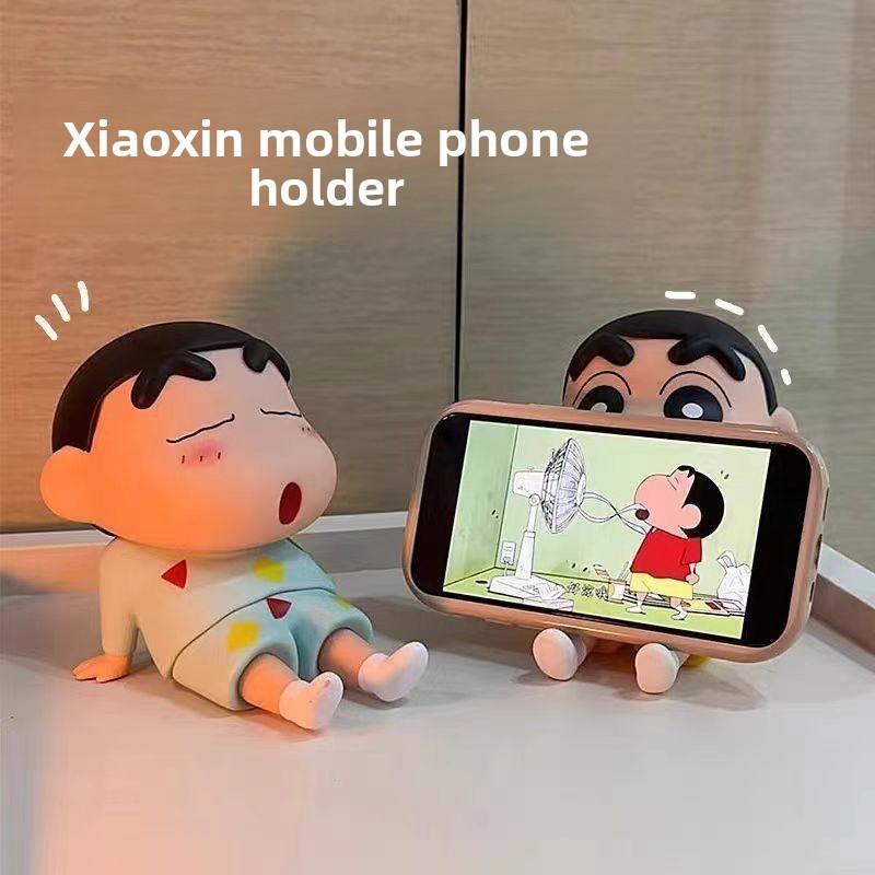 Crayon Shin-chan Dibujo Animado Soporte Perezoso para Teléfono Soporte Plástico Decoración de Escritorio