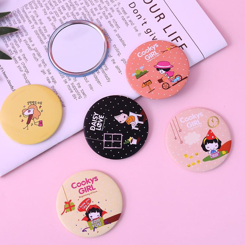 2025 Korean Cute Cartoon Mini Makeup Mirror Portable Compact Round Mirror for Women Travel Mirror for On-the-Go Touch-Ups