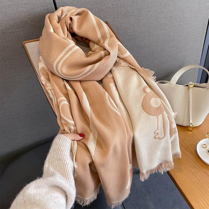 Autumn and Winter Imitation Cashmere Scarf Women's Versatile Warm Shawl Fashion Key Printing Outer Scarf