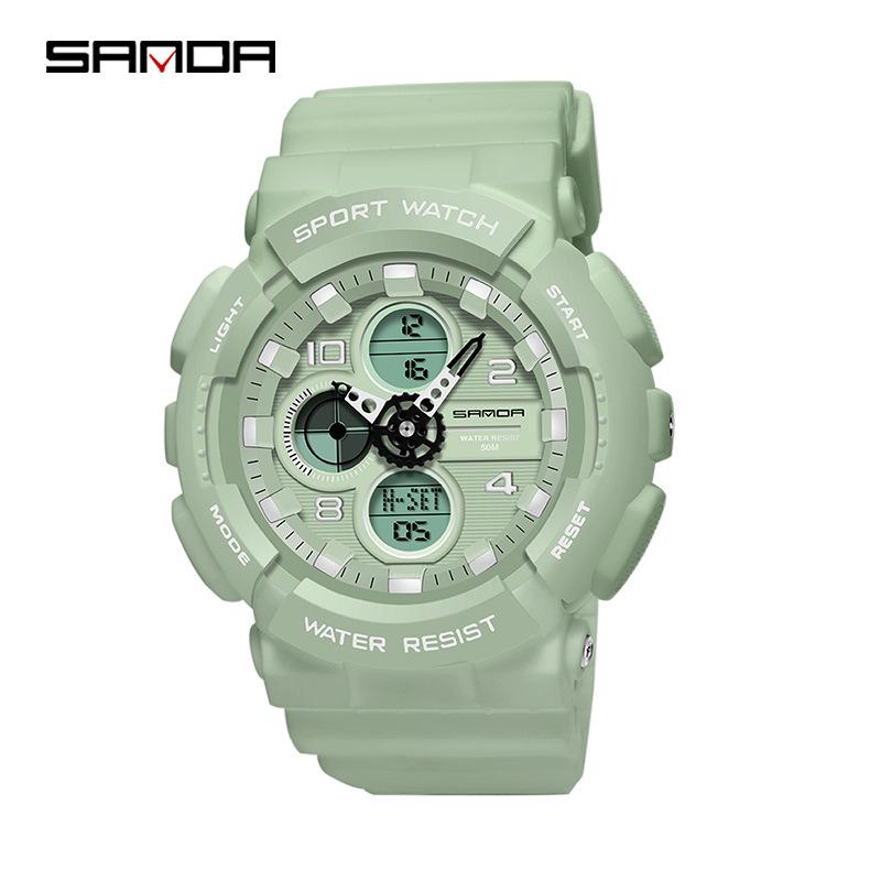 Sanda Personalized Multifunctional Outdoor Sports Watch for Men and Women - Luminous, Waterproof, Dual Display Digital Wristwatch.