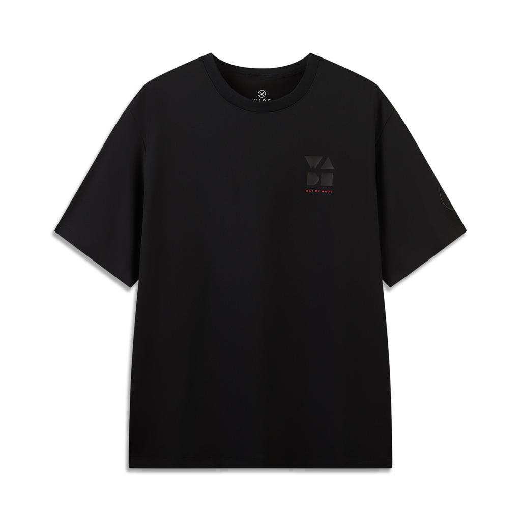 Li Ning Wade Series Casual Simple Fashion Sports Versatile Pattern Printed Comfortable Summer Short Sleeve T-Shirt Men Tops Black ATSW967-2