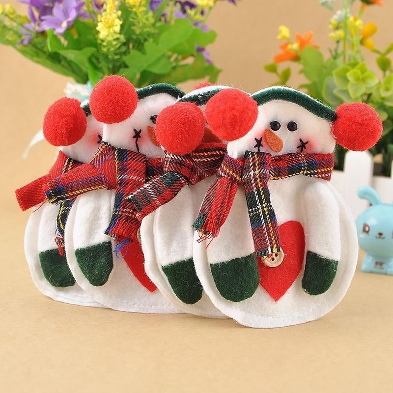 8PCS Santa Snowman Silverware Holder Pocket Holiday Party Christmas Home Decor
