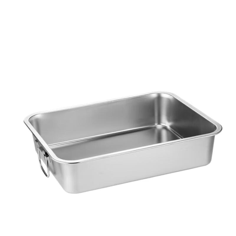 Food Grade Stainless Steel Rectangular Serving Basin with Handles