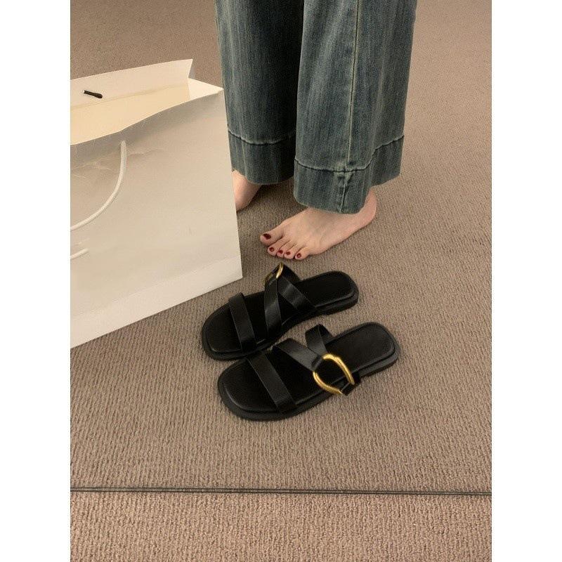 Fashion and leisure one-word with flat slippers women's new beautiful cool slippers