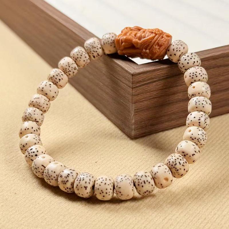 Sandalwood Star & Moon Bead Bracelet: Women's Buddhist Rosary with Dakini Lhamo Accessories