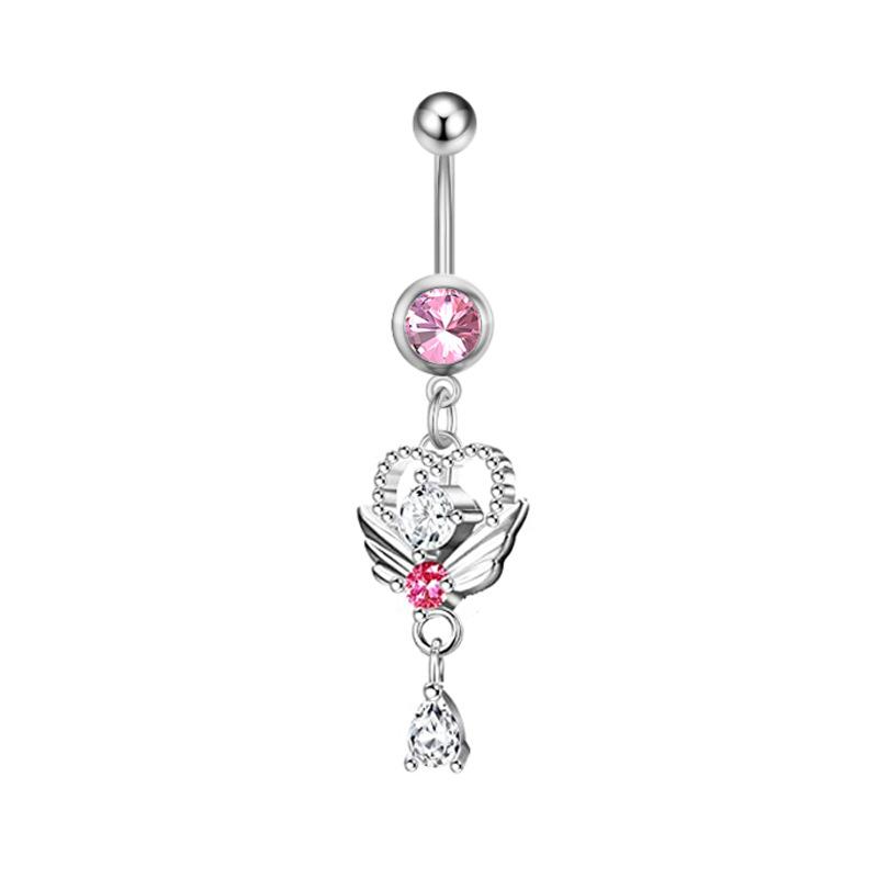 Anello Ombelico a Forma di Cuore Ornamento Goccia d'Acqua 14G Bilanciere Piercing Ombelico Pendente Belly Nombril Piercing Gioielli Donna
