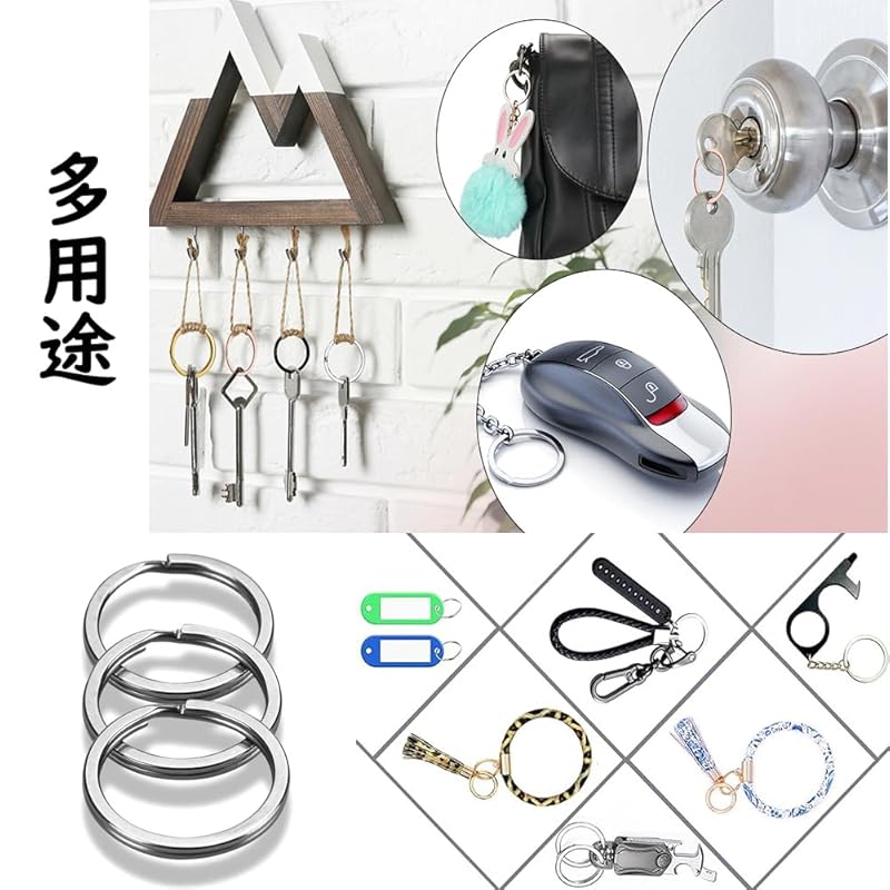 [GUANGUAN] Key Ring Key Holder Set of 10 Carabiner Outer Circumference 25mm*5 Pieces +30mm*5 Pieces Lightweight Key Ring Easy To Install Bag Ring