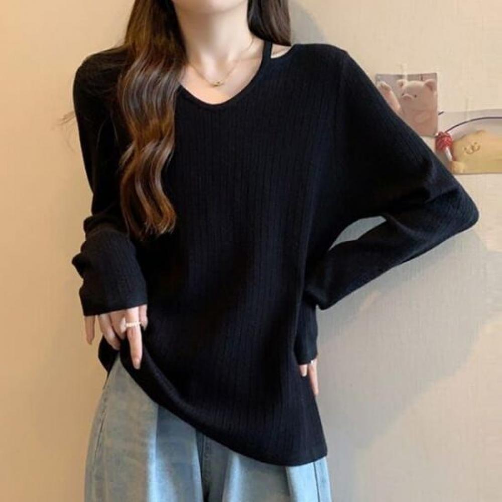 NaVaVa Women Ribbed V Neck Long sleeVe Knit Top Nk3194