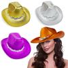 Eye-catching Crystal Cowboy Hats Bride Hat Panama Hat for Bachelorette Party Cowboy Hats for Club Stage Shows