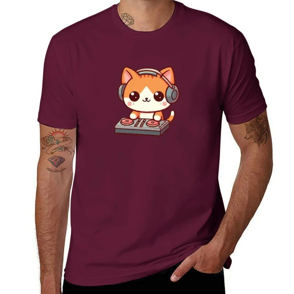 Music Lover Orange Cat T-Shirt Shirts Graphic Oversized Graphic Tee T Shirts for Men Graphic