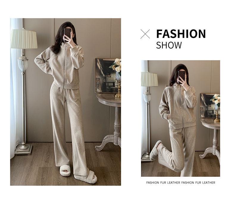 Chic Women's Hooded Sweater & Wide-Leg Pants Set - Stylish Early Autumn Casual Sportswear.