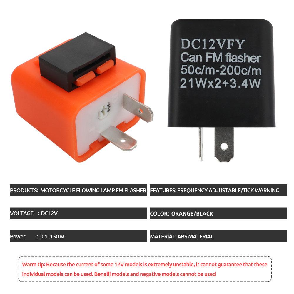 2Pin Motorcycle LED Flasher Relay Adjustable Frequency of Turn Signal Blinker Indicator Flasher Relays For Motorbike Accessories