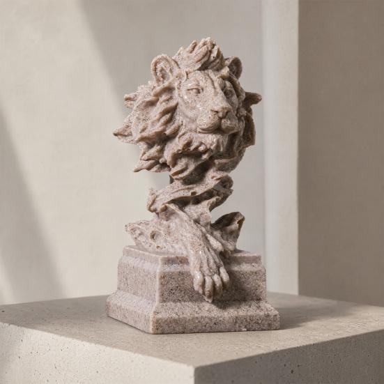 jijijing Lion Bust Statue, King of Beasts Figurine, Resin Animal Head Sculpture for Home Office Living Room Decor
