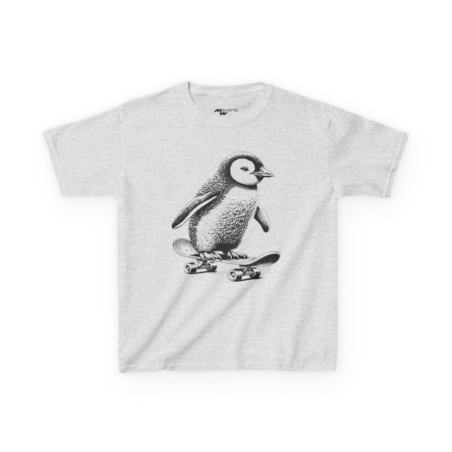 Penguin Skateboard Kids Tee, Animal Graphic T-Shirt S