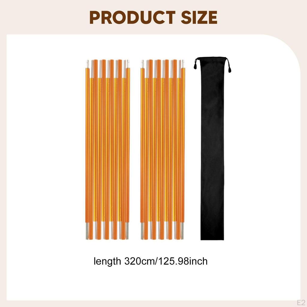 2x Tent Poles Accessories Awning Frame Ultralight 8.5mm Thick Folding Supporting Rods Aluminium