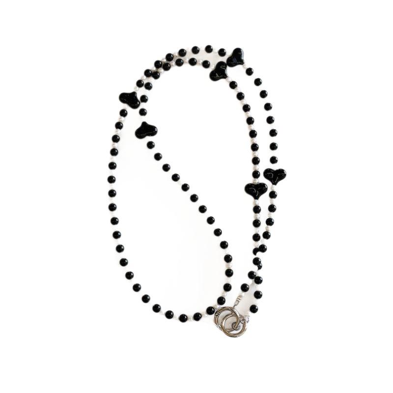 Korean Style Sweet Girl Colorful Heart Handmade Beaded Phone Case Long Chain Strap Crossbody Internet Celebrity New Chain