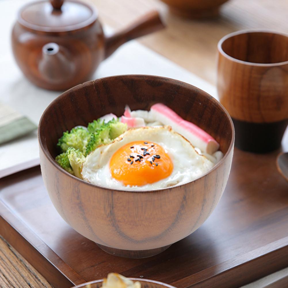 Kitchen Wooden Fruit Salad Noodles Rice Dining Bowl Soup Food Container TablewareLarge