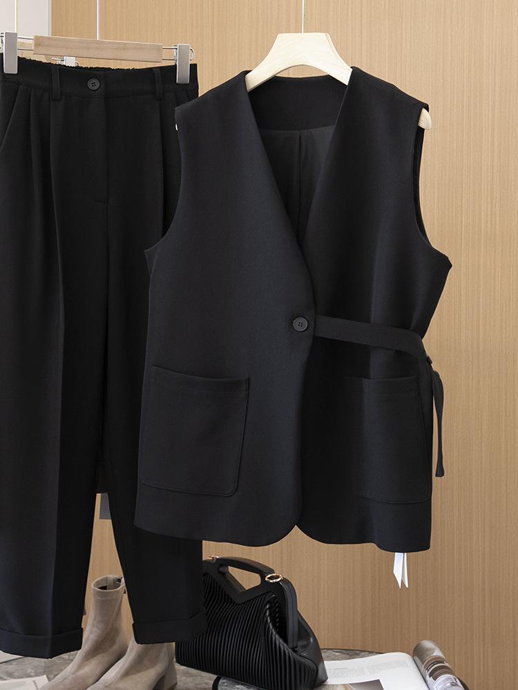 [In Stock] Plus Size Slimming Vest Jacket for Summer and Spring - Fashionable All-Match Style 5005