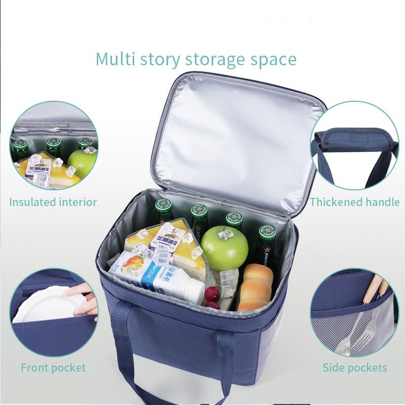 Large Capacity Tote Bento Insulated Lunch Bag Picnic Food Box Storage Ice Cooler Thermal Bag Portable Handheld Insulation Bags