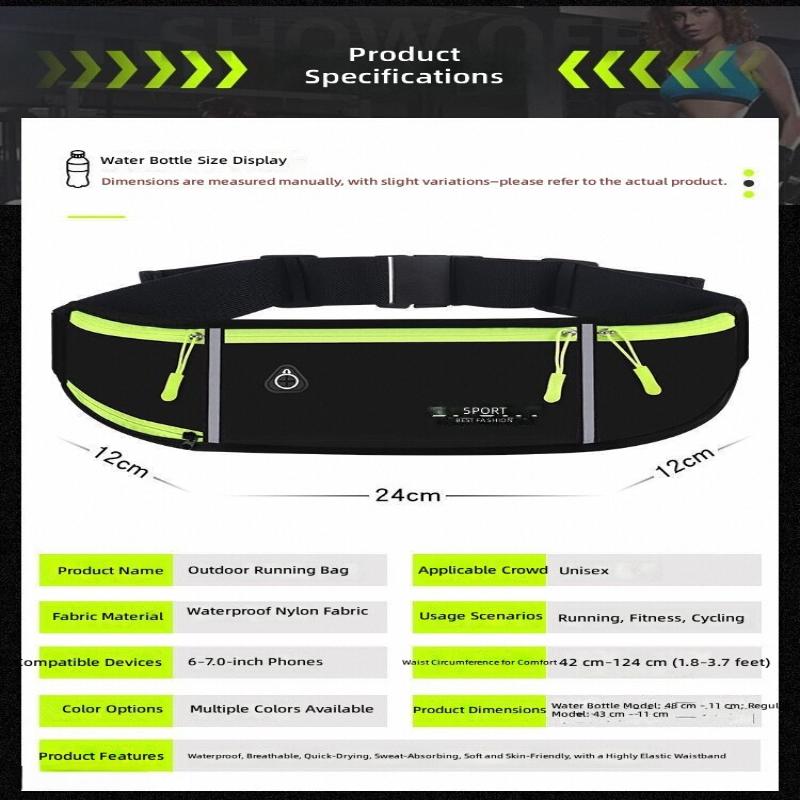 Slim Reflective Waterproof Sports Waist Bag With Headphone Hole Lightweight Portable Design Ideal For Running & Outdoor Sports