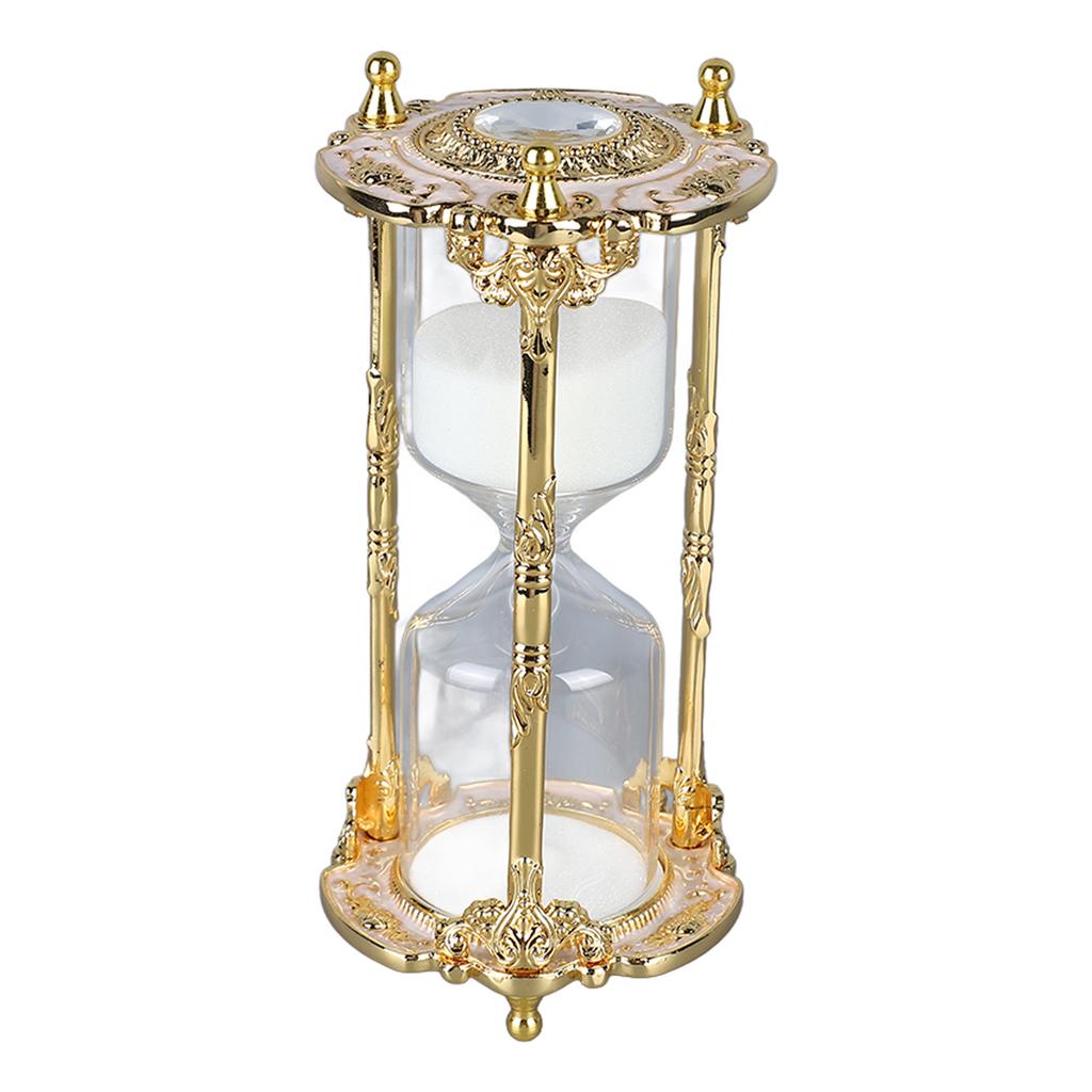 Antique Sand Hourglass Timer Metal Elegant 15 Minutes Decorative Hourglass for Wedding Home Desk