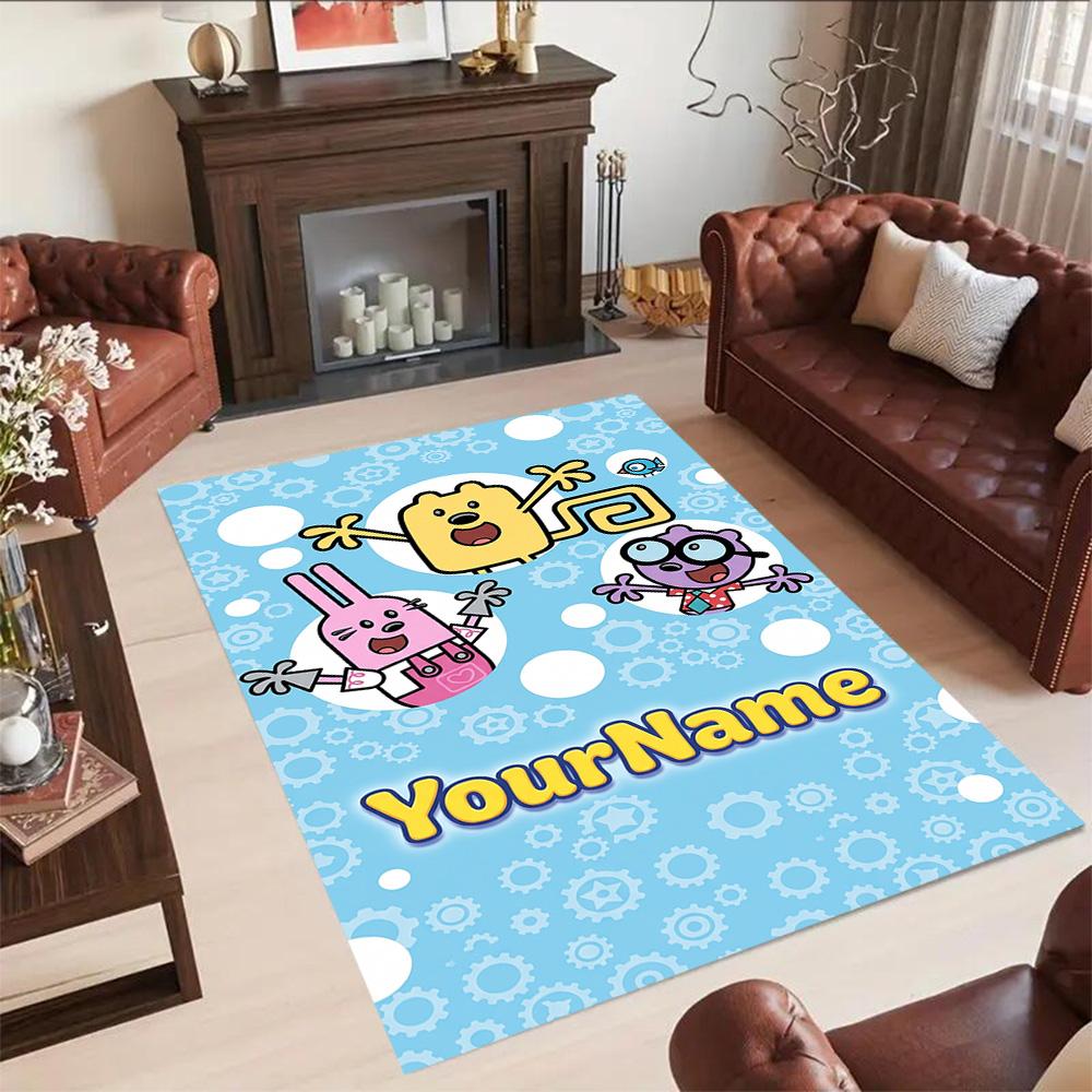 Wow! Wow! Wubbzy Personalized Name Floor Mat Design for Foyer Living Rooms Bedrooms Balcony Anti-slip Rug Decorate Offices
