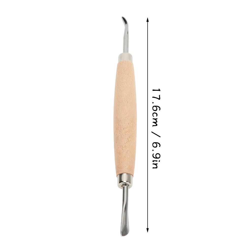 2pcs Double Head Leather Carving Tools Wooden Handle Leather Press Rub Tool  For Polymer Clay