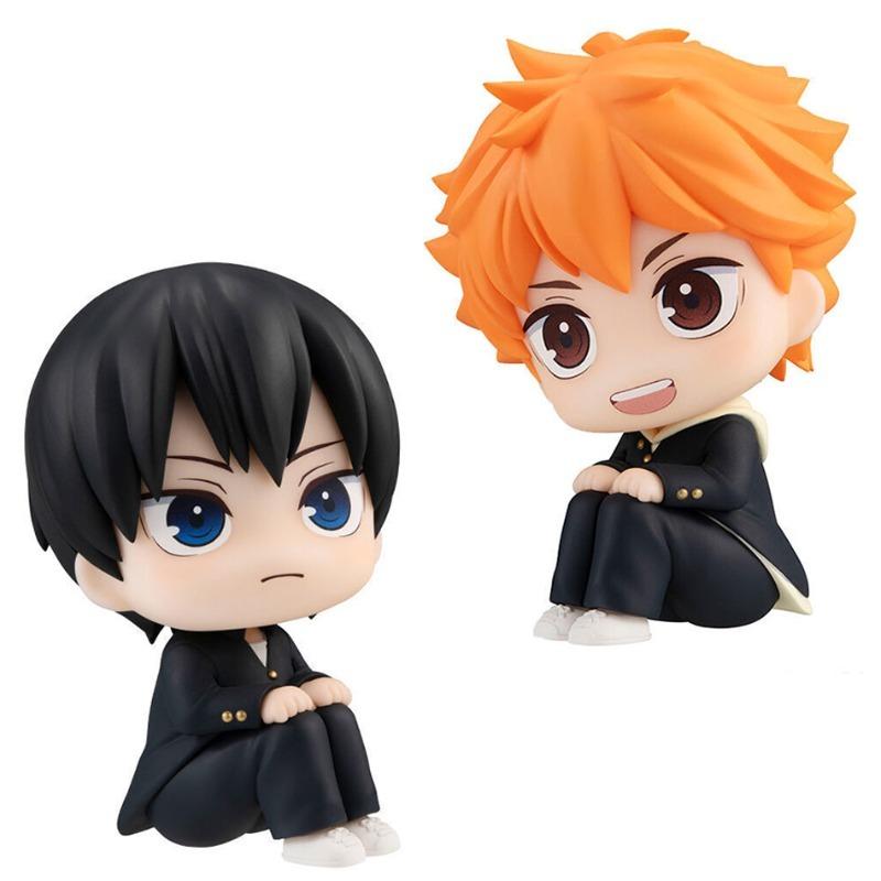 Original Chibi Haikyuu!! Sitting Kageyama & Fluffy Hair Hinata Anime Figure Car Dashboard Decor PC Case Ornament
