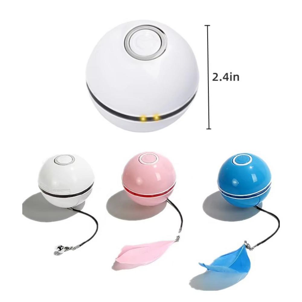 Automatic Smart Cat Toys Ball Interactive Catnip USB Rechargeable Self Rotating Colorful LED Feather Bells Toys Pet Products