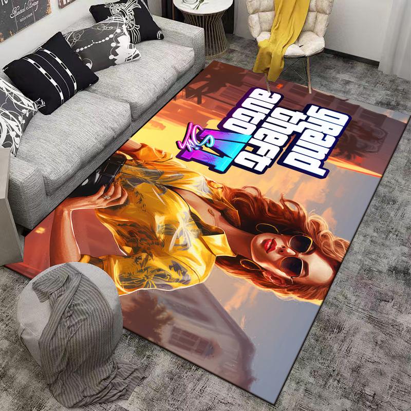 Tappeto in Flanella Stampato Grand Theft Auto Bellezza Bionda Antiscivolo Adatto per Camera da Letto, Soggiorno, Decorazione Stanza dei Bambini