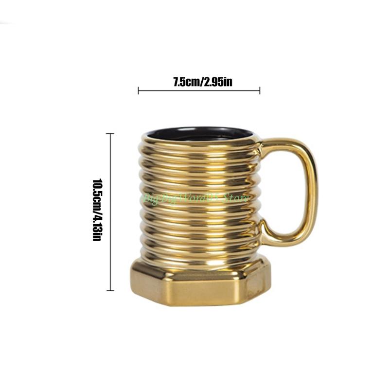 24TE Multifunctional Ceramic Coffee Mug Screw Ergonomic Grip Suitable for Gift