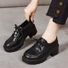 British style thick-soled lace-up small leather shoes autumn new non-slip, wear-resistant and heightening single shoes low-top shoes