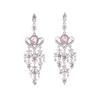 Retro Korean Baroque Pink Crystal Heart Tassel Earrings - Long, Elegant, Sweet Silver Needle Dangles