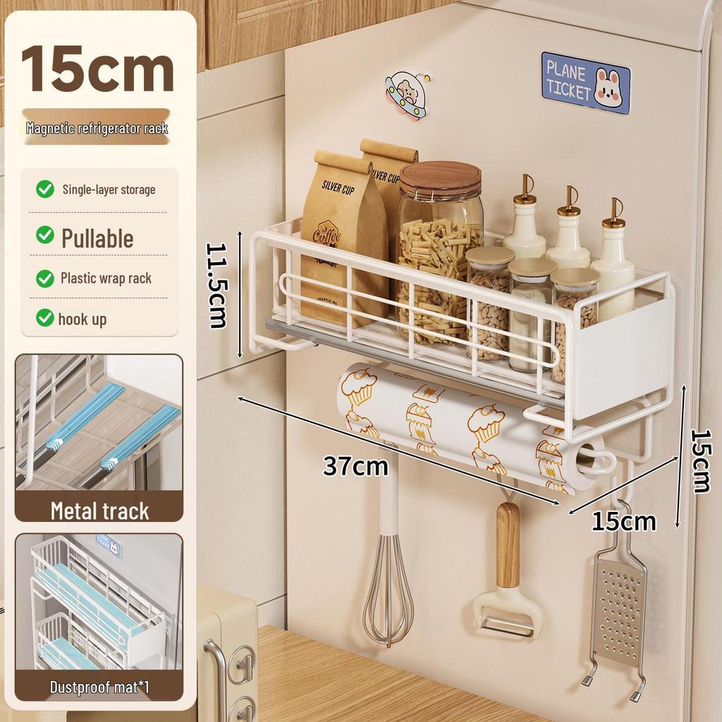 Magnetic Pull-Out Multi-Functional Spice Rack for Refrigerator Door