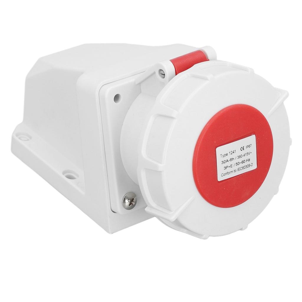 Industrial Plug Connector IP67 Waterproof 4 Pin 32A 3P E Surface Mounted Industrial Socket 380‑415V