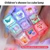 Water Activated Light Up Ice Block LED Glowing Block Block with Cartoon Pattern For Toddler Bath Time Entertainment Toy