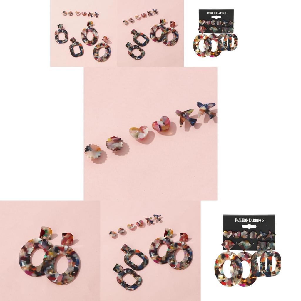 Bold Geometric Acrylic Long Dangle Earrings Trendy Colorful Statement Jewelry