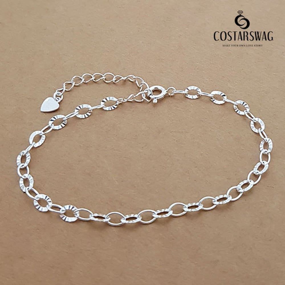 Genuine 925 Silver Shining Circle Chain Silver Bracelet