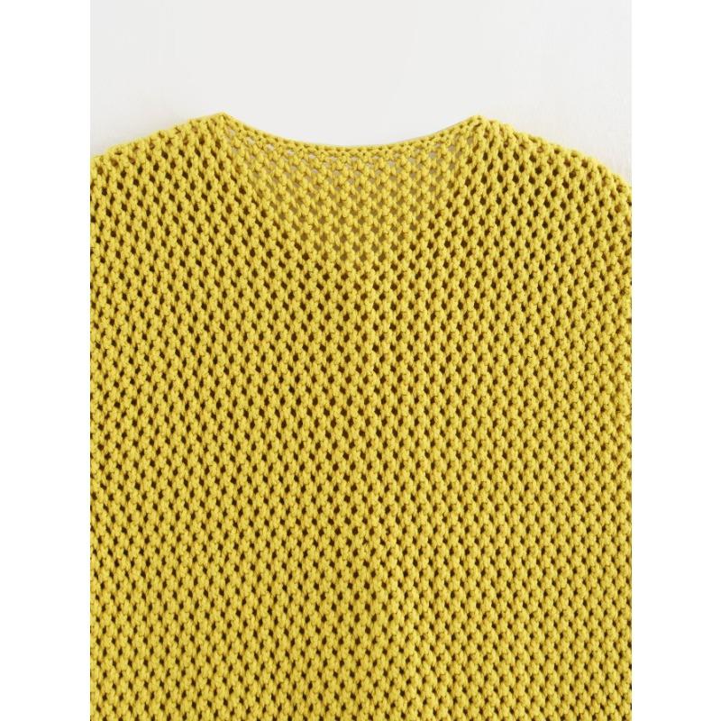 DAFIFY Damen Mode Lässig Frühling Herbst Einfarbige Druck Ärmellos V-Ausschnitt Pullover