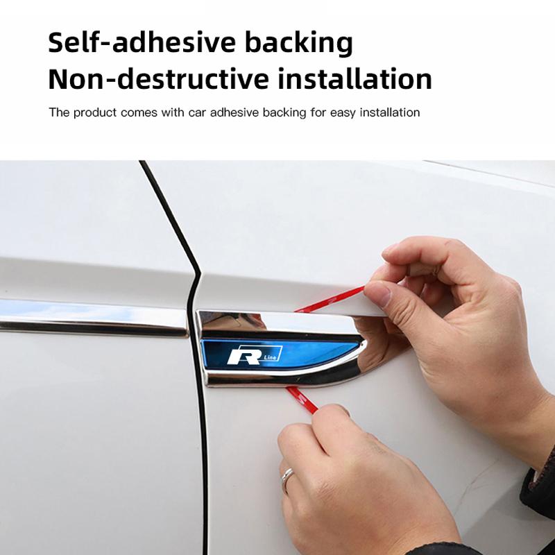 3D Metal Car Leaf Board Side Sticker Auto Door Label Body Decorative Blade Decals For Volkswagen VW RLine R T5 ID3 Tiguan GTI