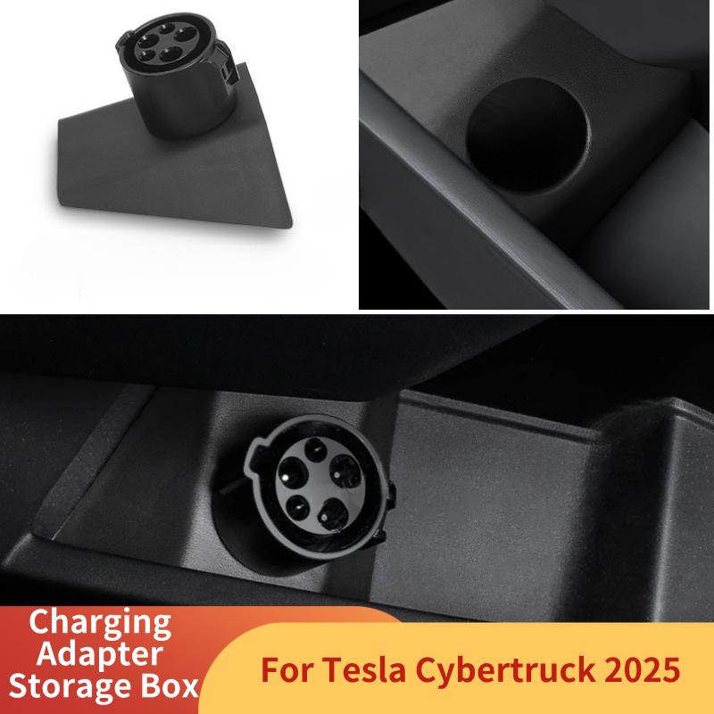 Charging Adapter Storage Box for Tesla Cybertruck 2024-2026+ Door Dock Socket Charging Adapter Storage Box ABS Car Accessories