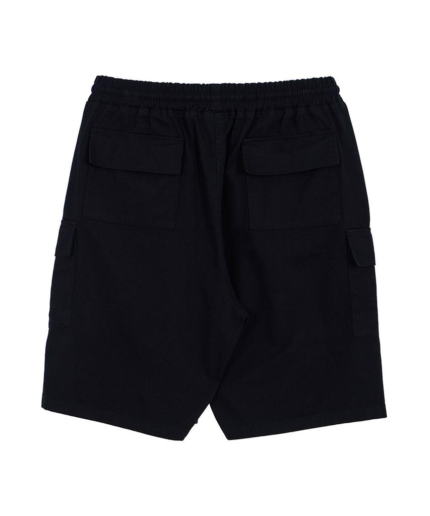 MAKEITTO 6 Pockets Semi Wide Cargo Half Pants_Black