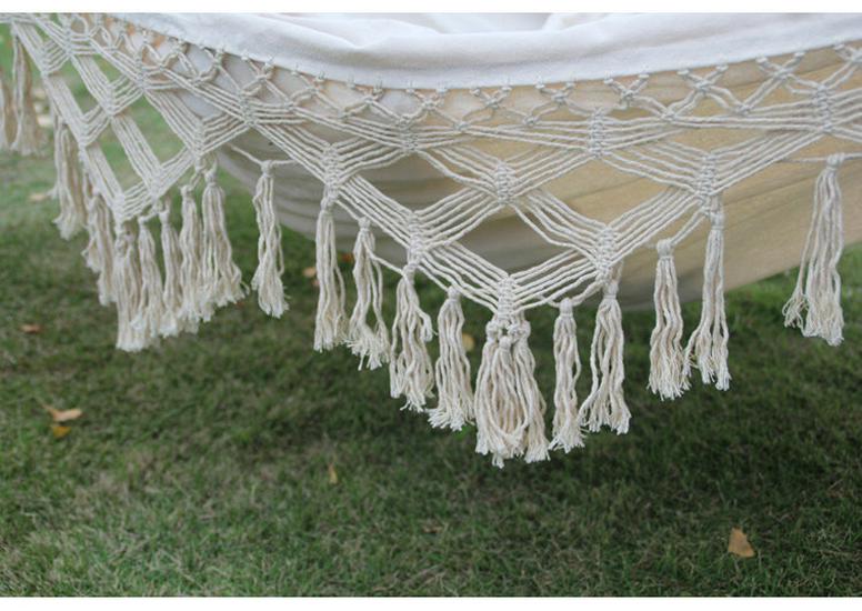 Bohemian Ethnic Princess Tassel Hammock - Anti-Rollover Canvas for Outdoor Use