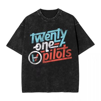 T-shirt Uomo Donna Stampa Stampata Lavata Twenty One Pilots Harajuku Cotone T-shirt Band Top a Maniche Corte da Uomo