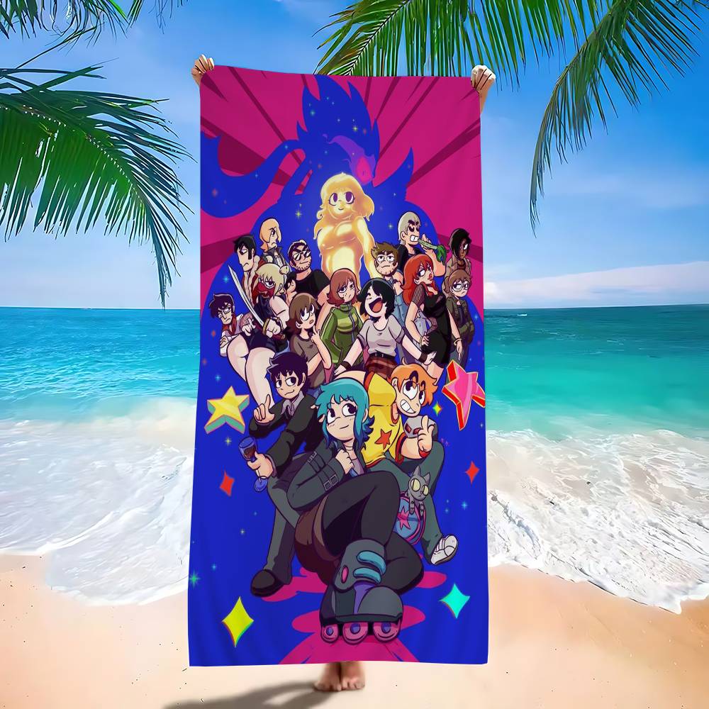 S-Scott Pilgrim vs the World Beach Towel Bath Towels for Girl Microfiber Quick Dry Custom Sand Free Beach Yoga Spa Gym Pool